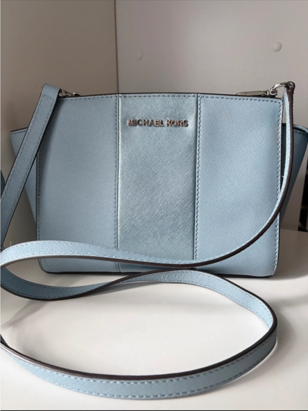 Michael Kors Powder Blue Saffiano Crossbody Bag